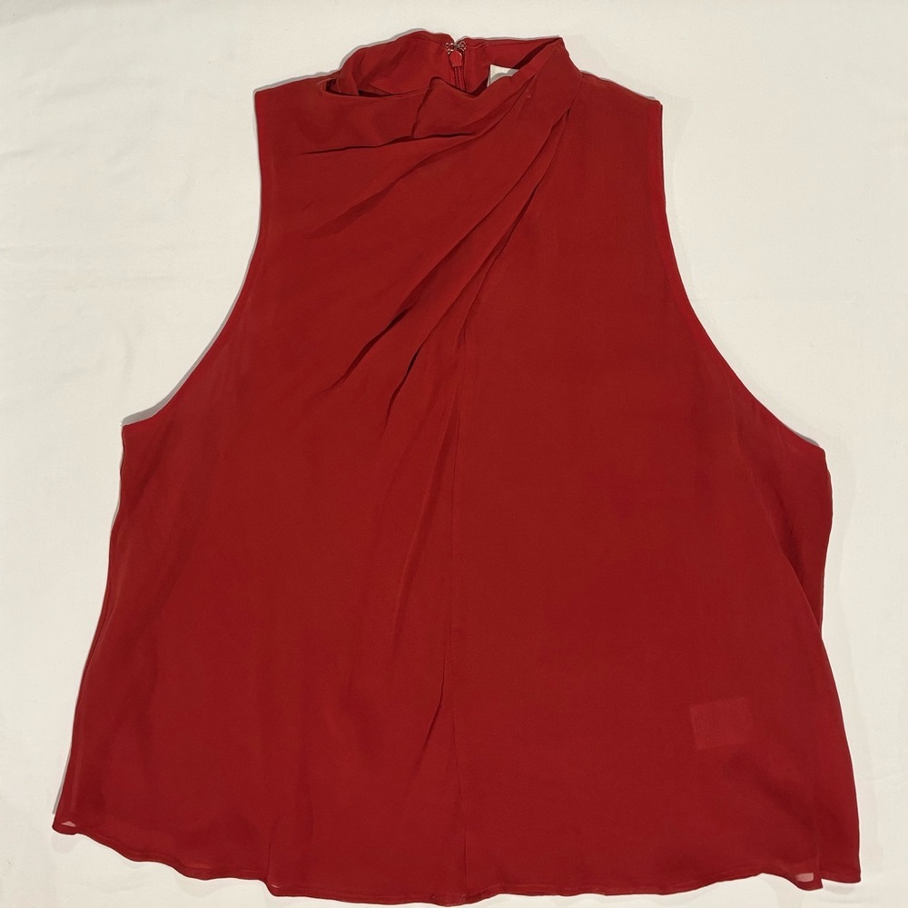 Joie Silk Rust Red-Orange High Neck Sleeveless Blouse XL